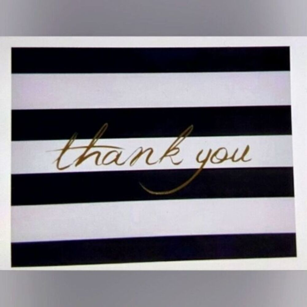 NWT Blank Striped Thank You Cards-‎ 96 Pack, 6 Designs